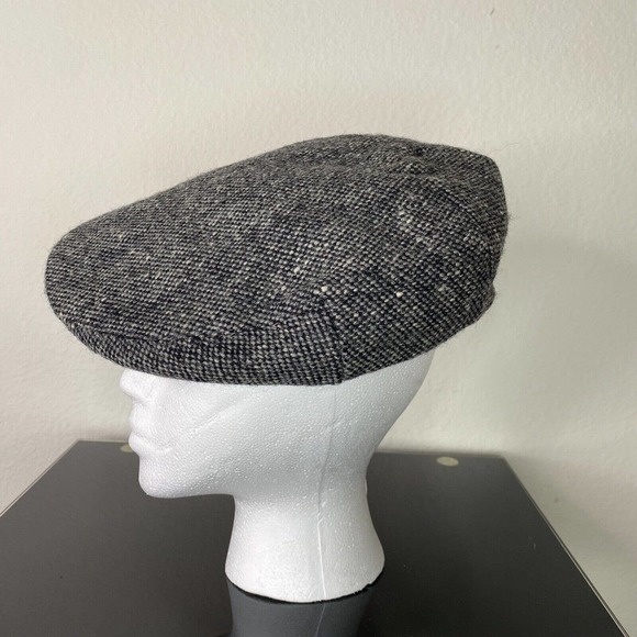 Glen Eske Donegal Ireland Tweed Gray Pure Wool Newsboy Hat Cap Sz Large - Picture 4 of 14